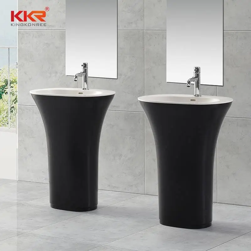 Gel Coat Acrylic Stone Solid Surface Freestanding Wash Basin KKR-1383
