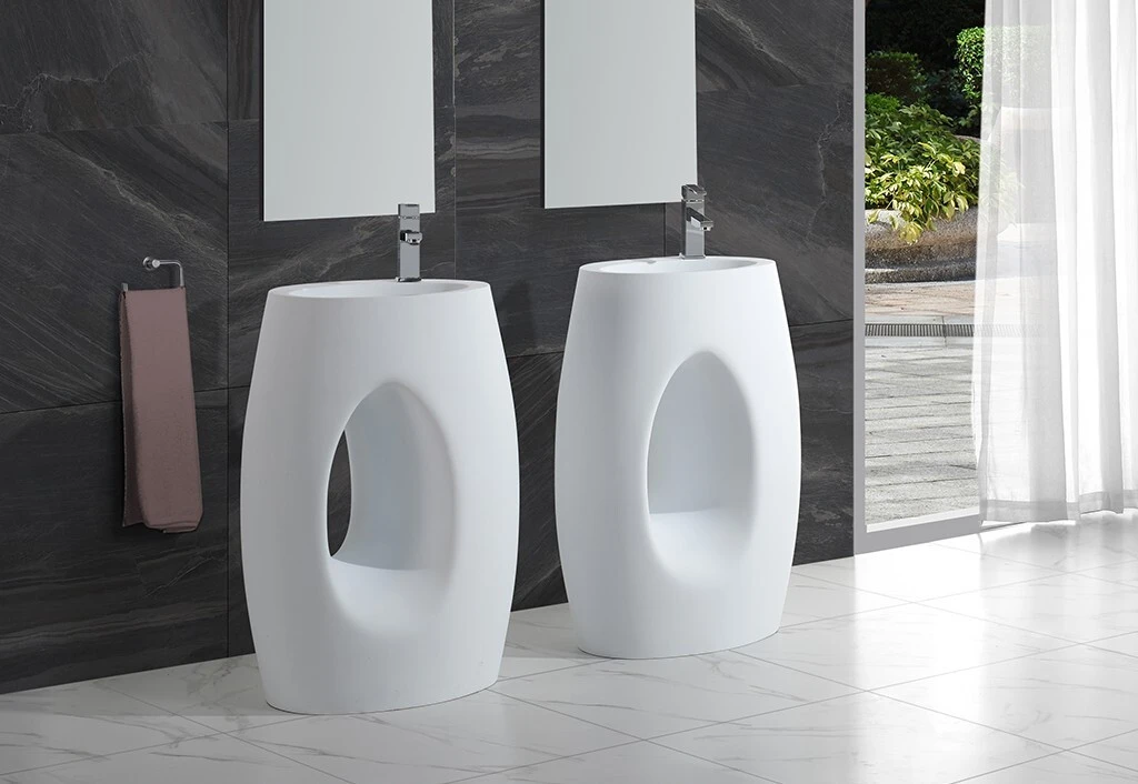 KingKonree artificial free standing wash basin customized for hotel 2