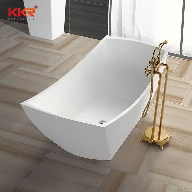 Elegant Design Royal White Polymarble Acrylic Solid Surface Soaking Bathtub KKR-B038 1