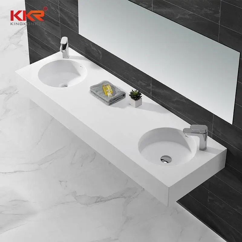 Hot Sales Artificial Marble Stone Resin Solid Surface Wall Mount Basin KKR-1272 1