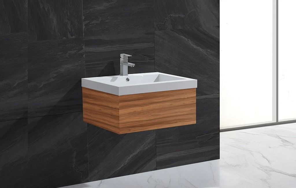 KingKonree smooth countertop basin and cabinet dark for hotel 2