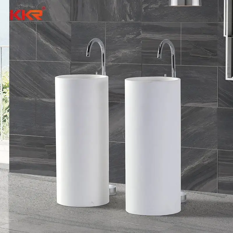 350mm Diameter Samll Round Solid Surface Freestanding Basin KKR-1389 1