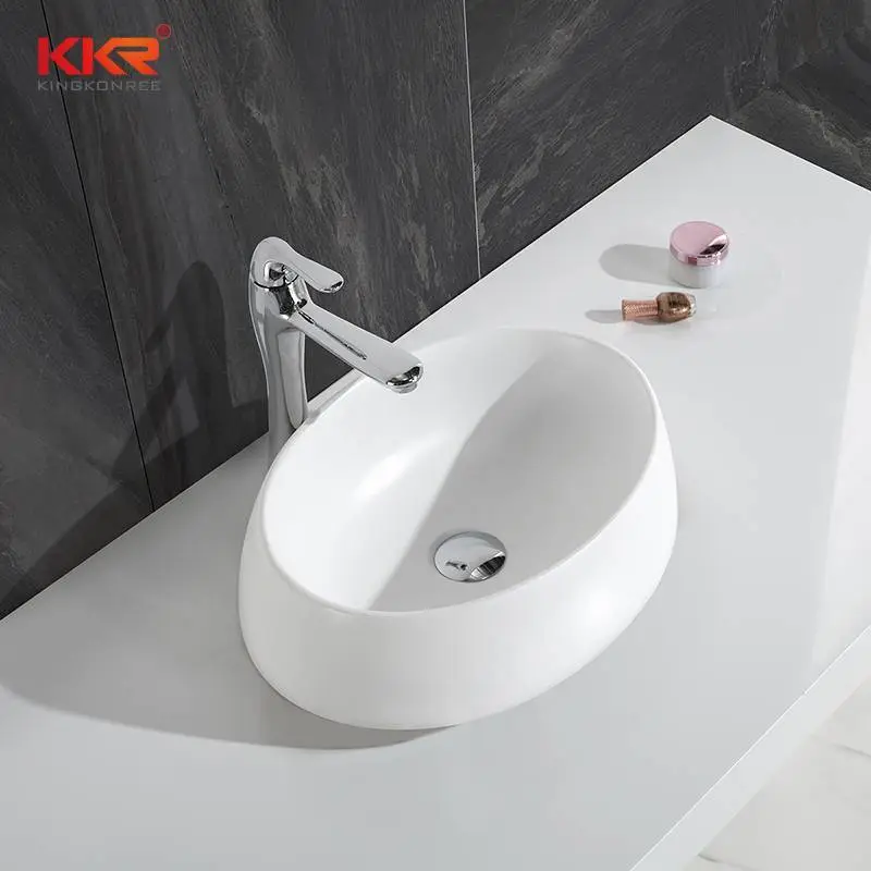 Ellipse Small Size Artificial Stone Acrylic Resin Stone Solid Surface Wash Basin KKR-1308 1