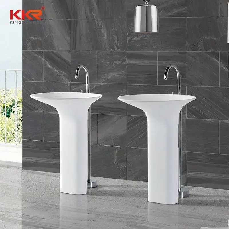 Lavatório autônomo de superfície sólida acrílica de design exclusivo KKR-1392 1