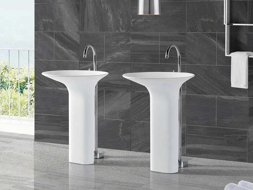 KingKonree pan shape floor standing basin customized for bathroom 2