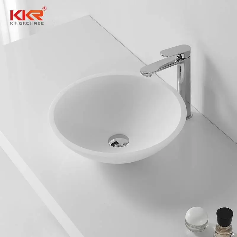 430mm Diameter Solid Surface Round Above Counter Washing Basin KKR-1315 1