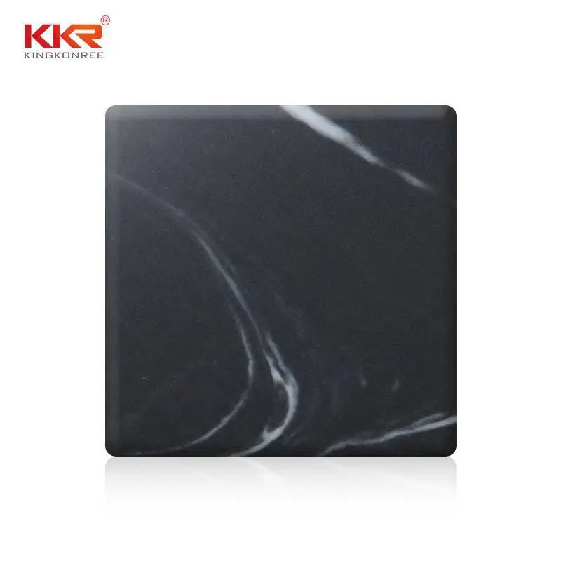 Hojas de superficie sólida acrílica con textura de patrón blanco y negro de mármol artificial KKR-M8832 1