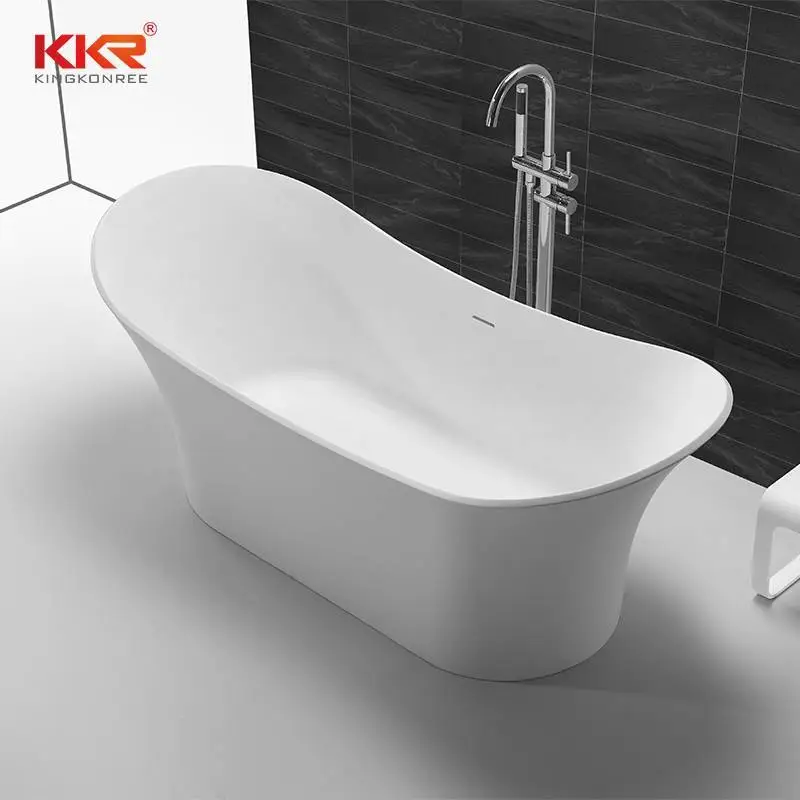 Luxury Vessel Shaped Acrylic Resin Stone Solid Surface Bathtub KKR-B055 1