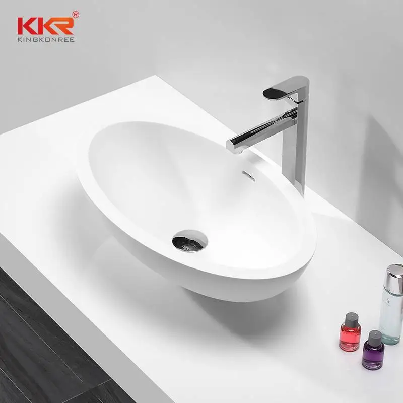 Newly Oval Solid Surface Above Counter Wash Basin KKR-1510 1
