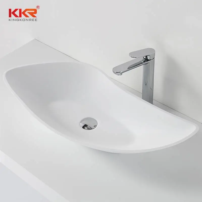 Polymarble White Matt Acrylic Solid Surface Above Counter Basin KKR-1317 1