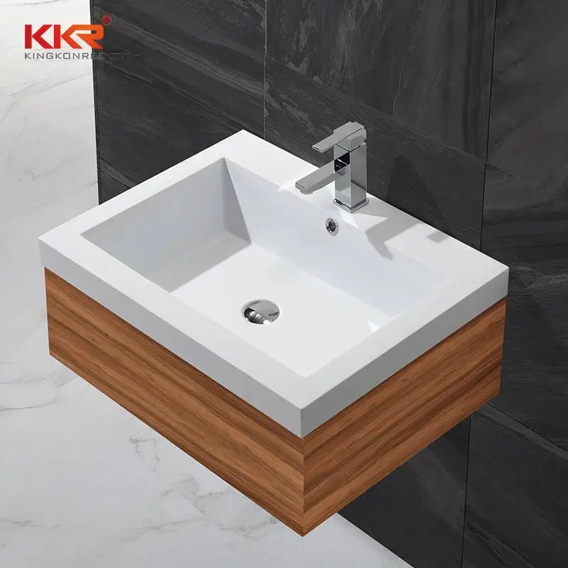Gran oferta, diseño elegante, lavabo acrílico blanco de superficie sólida KKR-1230 1