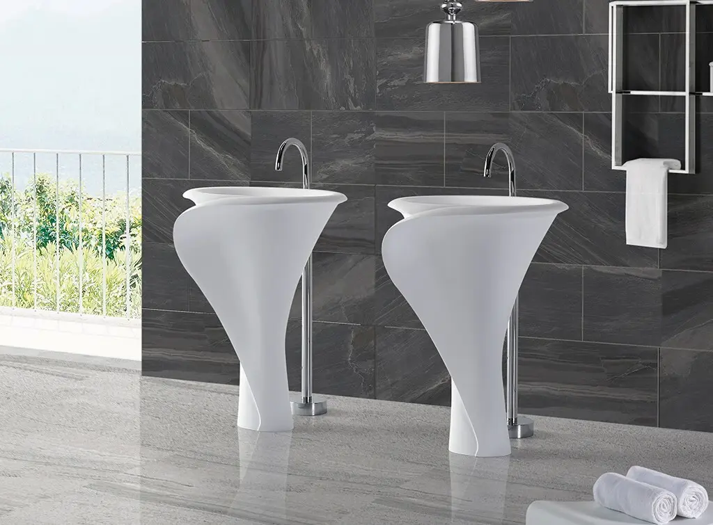 pan shape stand alone bathroom sink design for motel 2