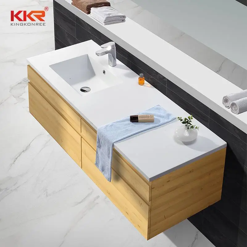 Artificial Stone Acrylic Marble Solid Surface Cabinet Basin With Vanity KKR-1552 1