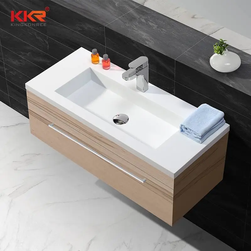 Rectangle Acrylic Stone Solid Surface Cabinet Basin KKR-1557 1