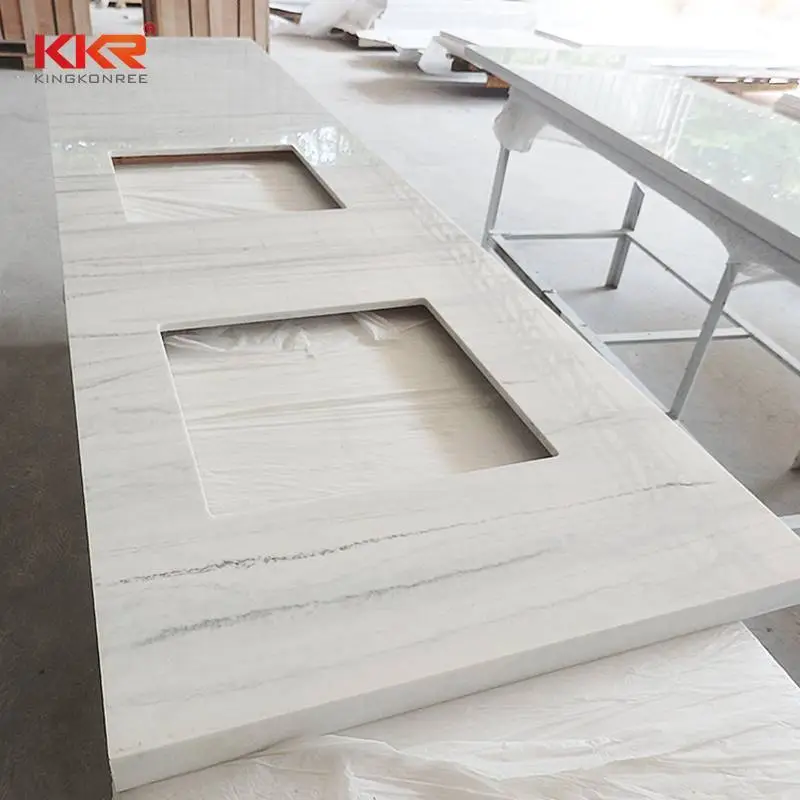 Hot Sale Marble Pattern Acrylic Solid Surface Vanity Top With KKR Color 8810 1