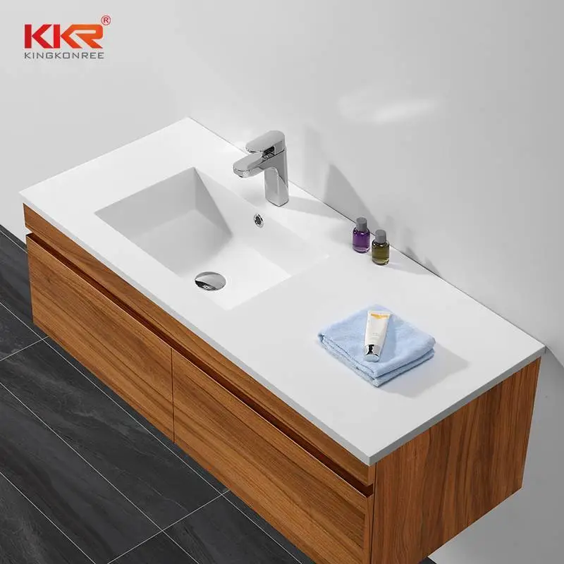 Lavabo de gabinete de superficie sólida de acrílico blanco de alta calidad KKR-1556 1