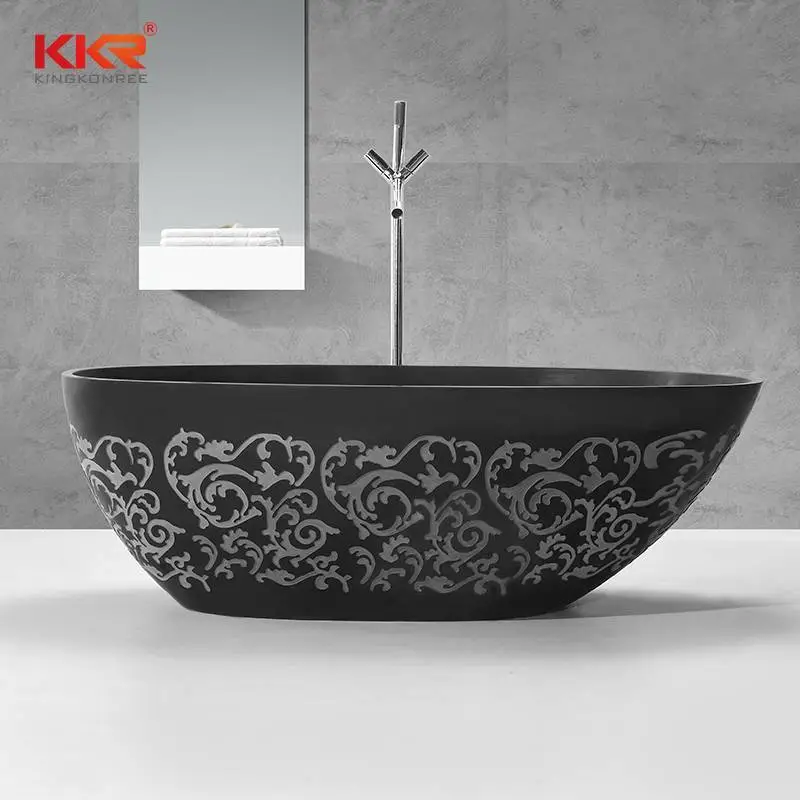 Carving Pattern Design Acrylic Solid Surface Bathtubs KKR-B068 1