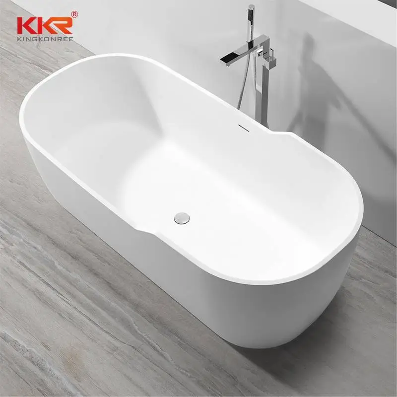 180cm New Designed Big Size White Marble Acrylic Solid Surface Bathtub KKR-B059 1