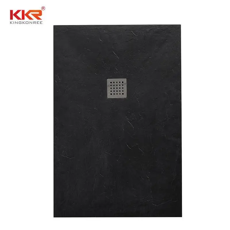 Plato de ducha de baño de piedra artificial Polymarble negro KKR-T111 1
