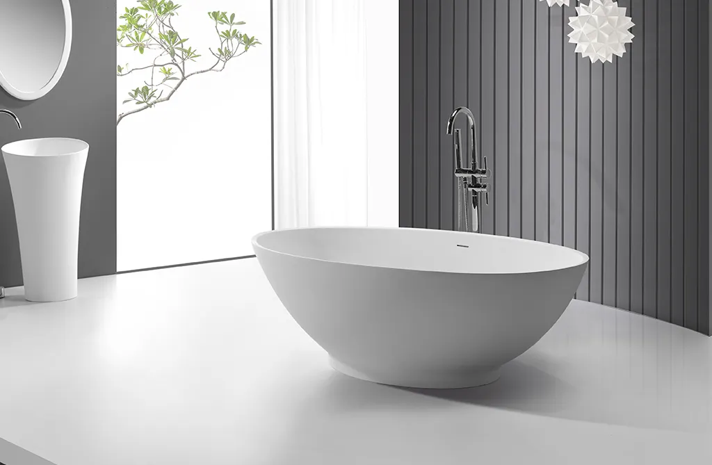 man made stone bathtub marble for shower room KingKonree 2