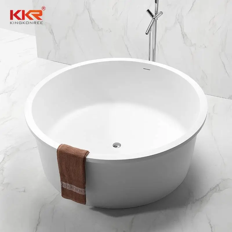 Baignoire à surface solide en marbre acrylique rond Dia1520x610mm KKR-B064-A 1