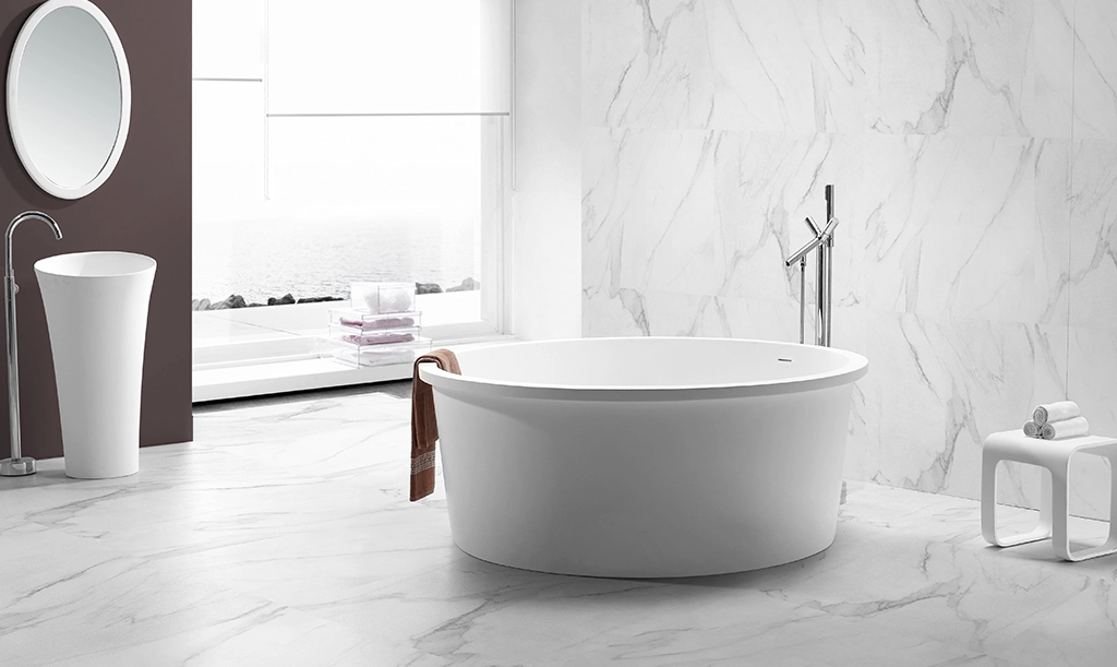 KingKonree overflow round freestanding bathtub OEM 2