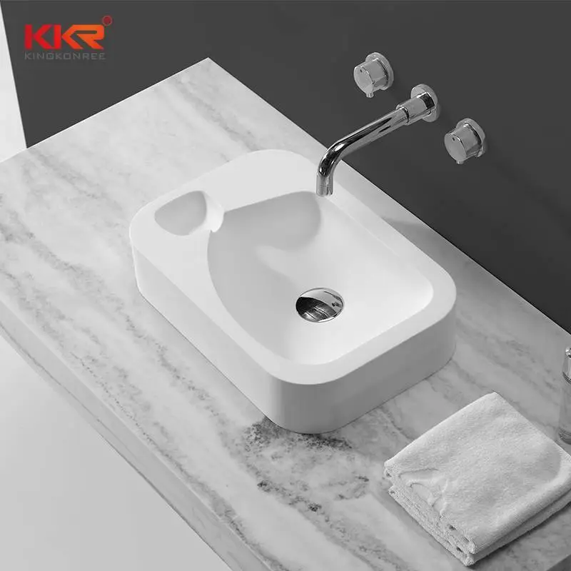 High Quality White Solid Surface Above Counter Basin KKR-1512 1