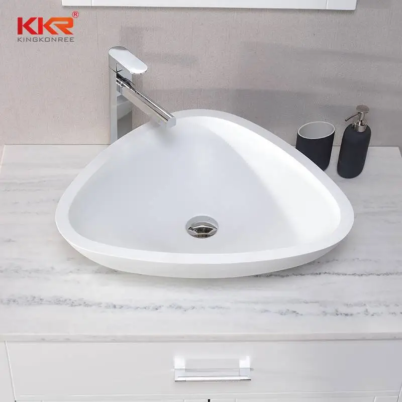 Trangle Design Acrylic Solid Surface Above Counter Wash Basin KKR-1519 1