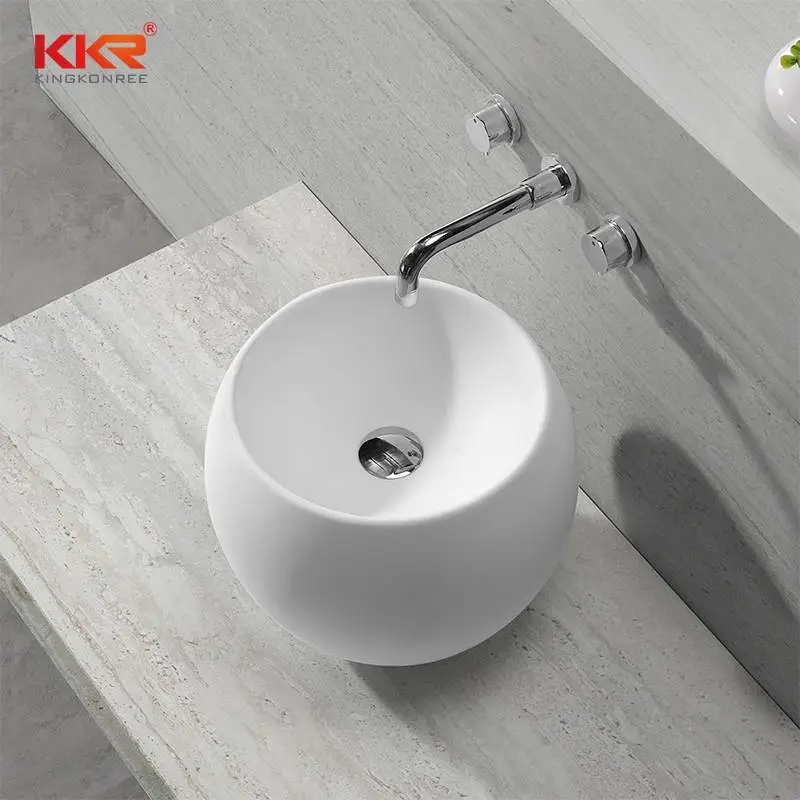 Newly White Solid Surface Above Counter Wash Basin KKR-1507 1