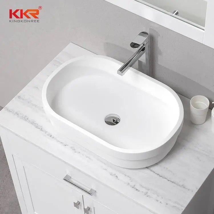 New Design 600MM Rectangle Solid Surface Above Counter Basin KKR-1052 1