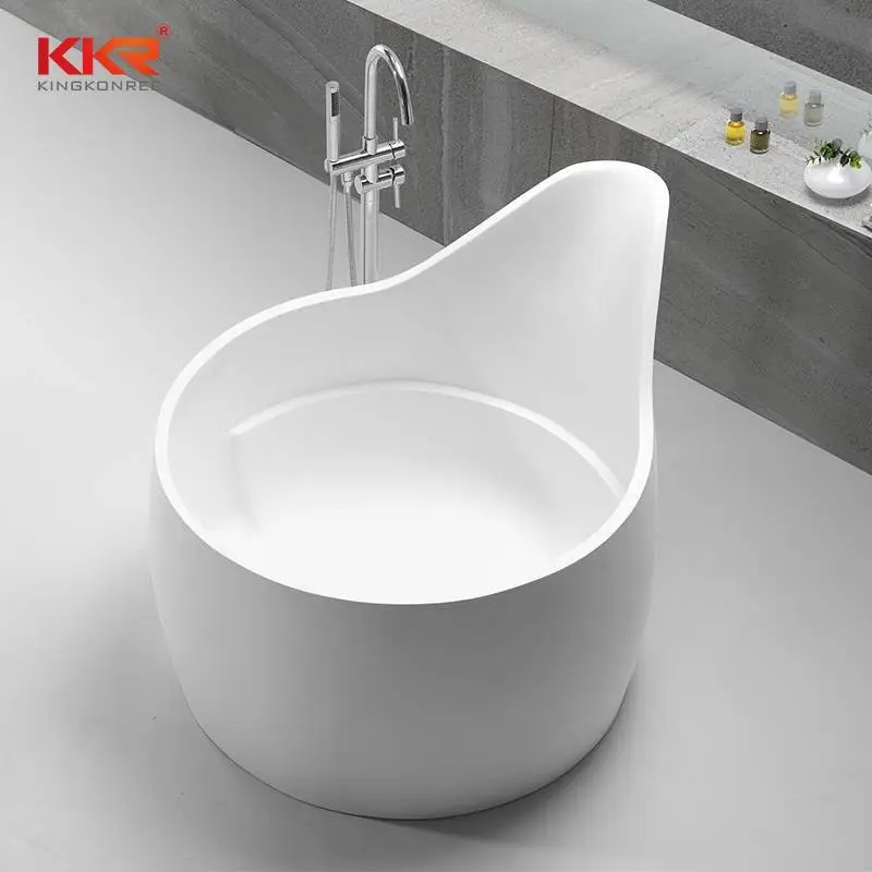 Bañera de superficie sólida acrílica de mármol blanco de diseño único KKR-B070 1