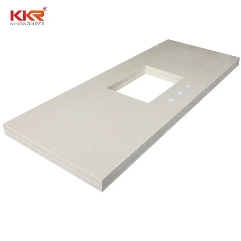 Encimera de tocador de baño de piedra de cuarzo y mármol artificial KKR-VT01 1