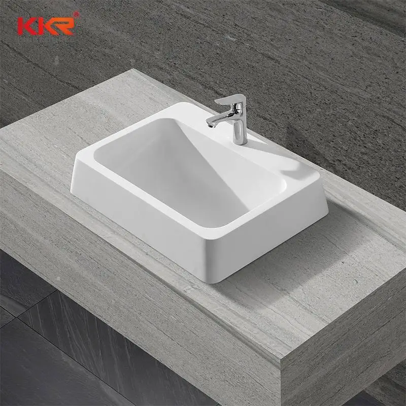 Rectángulo de superficie sólida acrílica de alta calidad sobre lavabo de encimera KKR-1326 1
