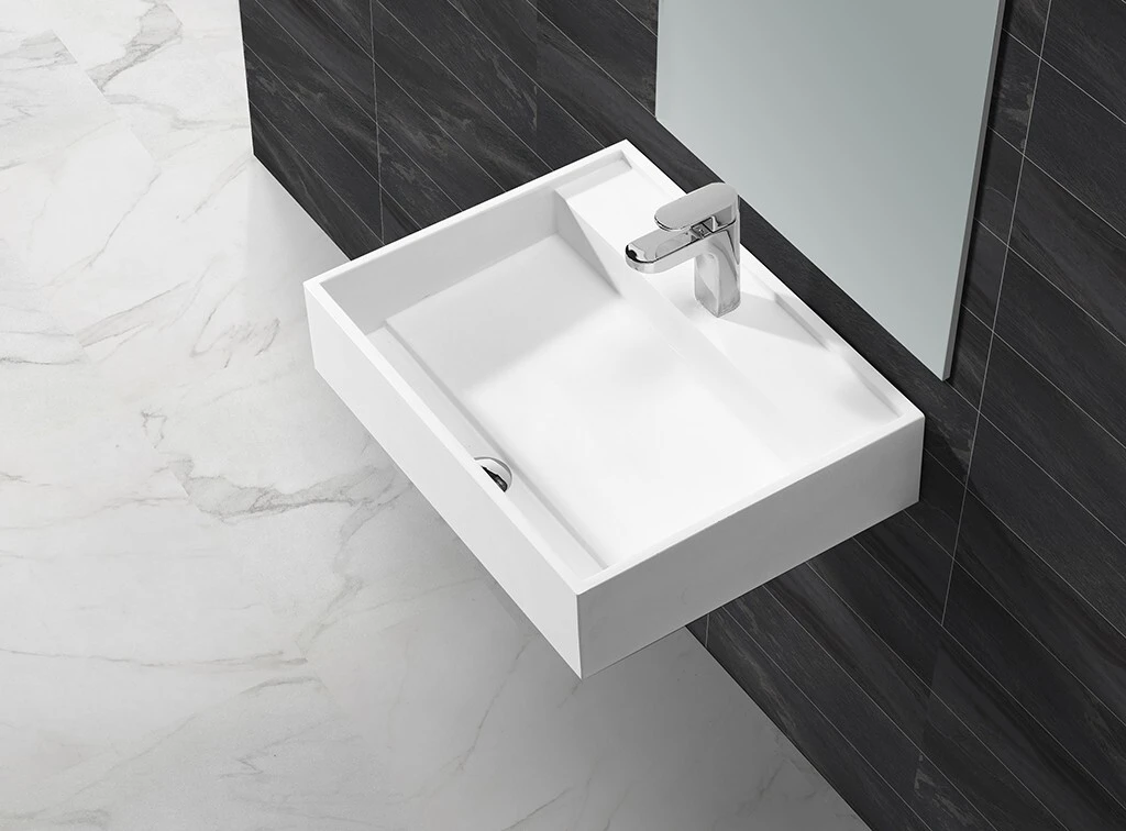 KingKonree stone resin wall hung basin on-sale for family 2