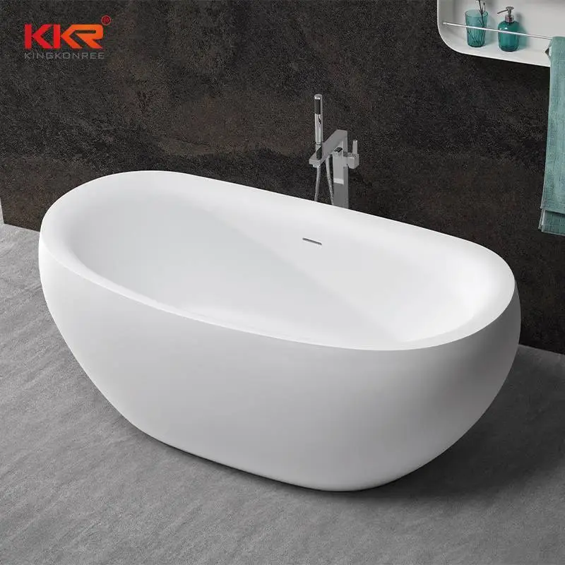 Baignoire autoportante à Surface solide en pierre de résine acrylique nouvellement développée KKR-B077 1