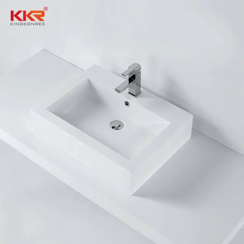Solid Surface Resin Stone Above Counter Wash Basin With Overflow KKR-1357 1