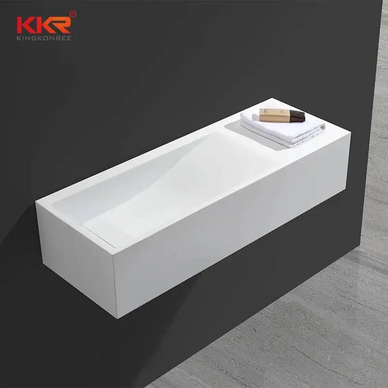 White Acrylic Stone Resin Solid Surface Wall Huang Basin KKR-1336 1