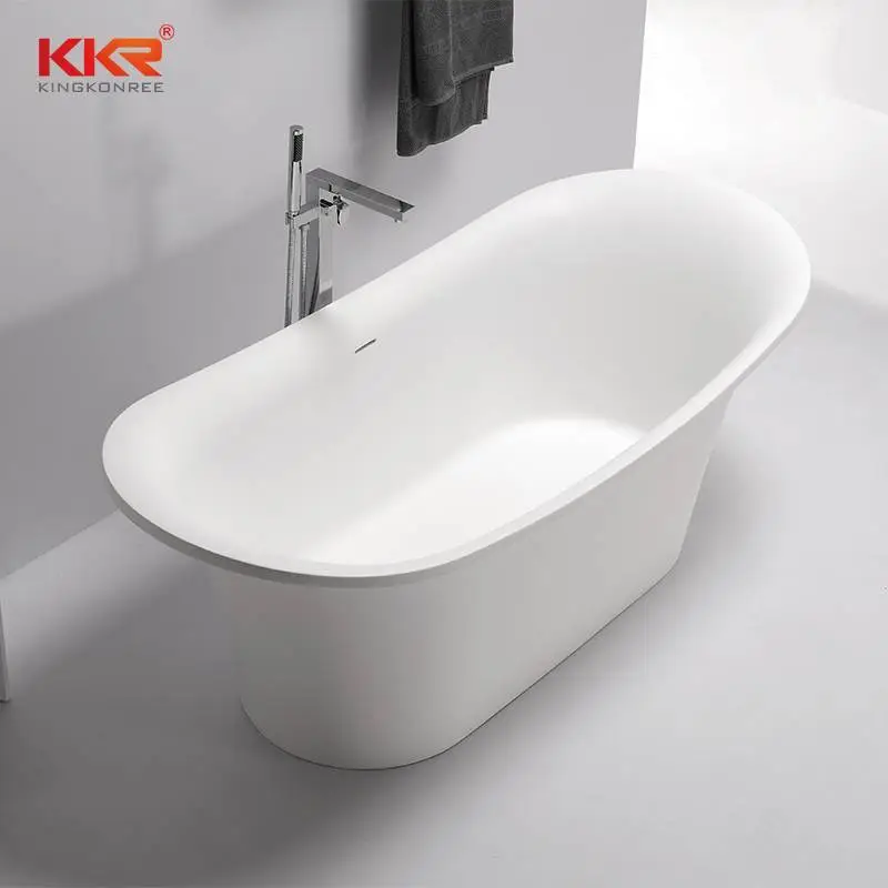 Bañera de inmersión independiente de superficie sólida acrílica blanca elegante KKR-B082 1