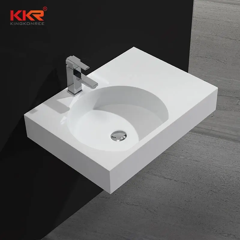 Lavabo de pared de superficie sólida de piedra de resina acrílica KKR-1343 1