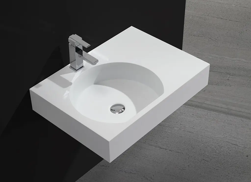 660x480mm Acrylic Resin Stone Solid Surface Wall Mounted Wash Basin KKR-1343 2