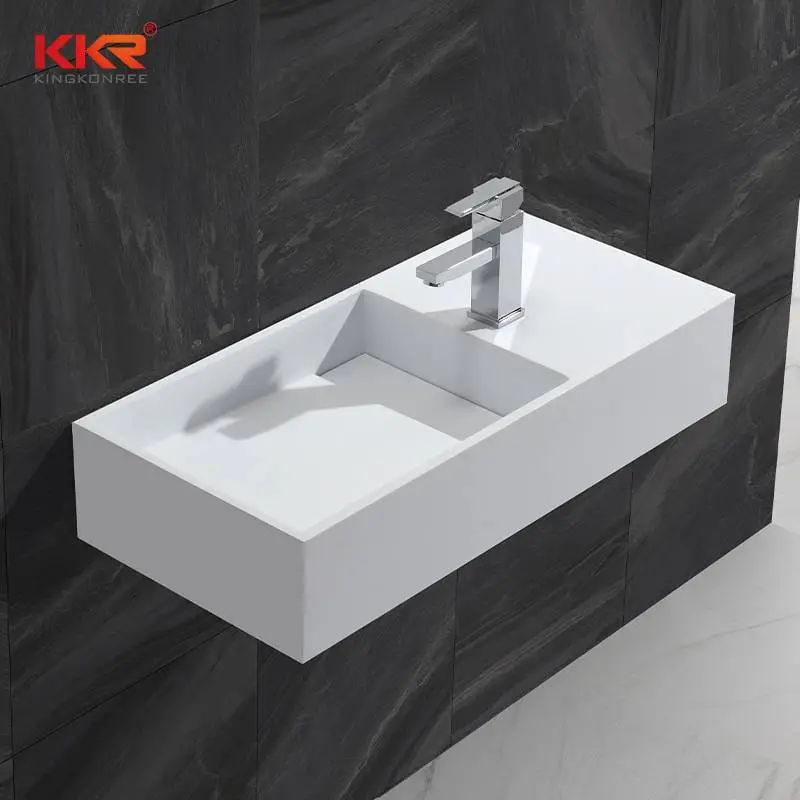 High Quality Gel-coat Stone Resin Solid Surface Wall Hang Basin KKR-1364 1