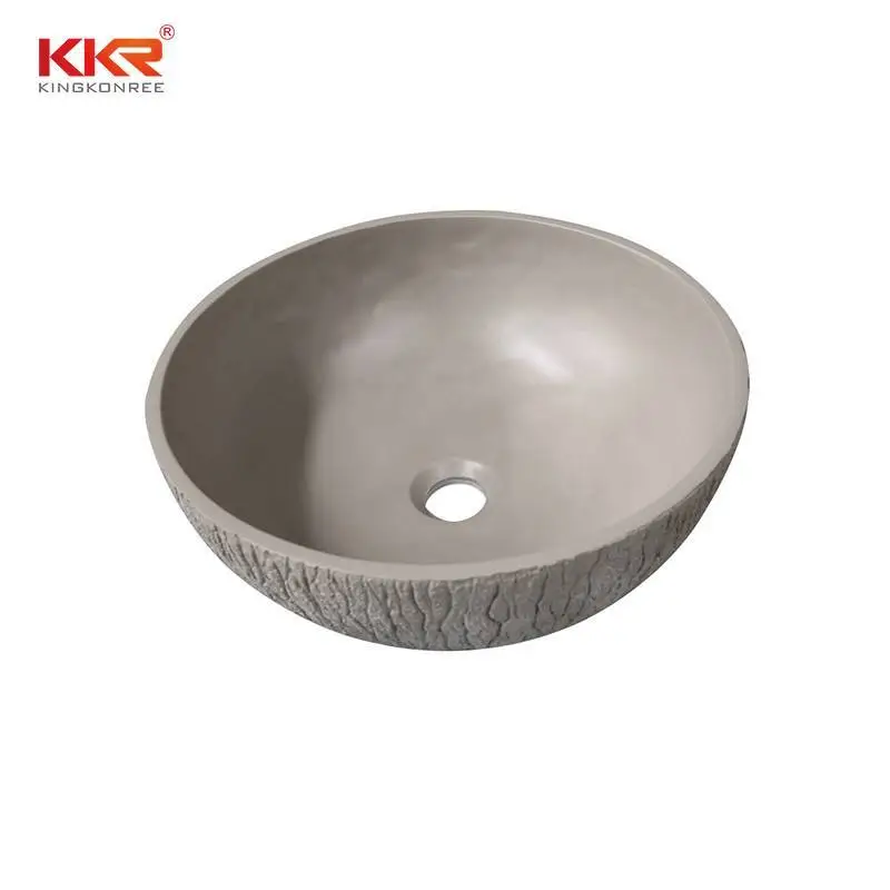 Bark grain cement grey countertop sink above countertop basin KKR-1161 1