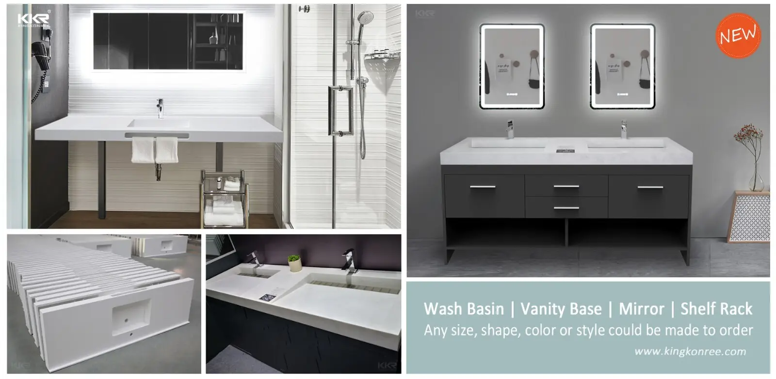 KingKonree artificial solid surface bathroom countertops supplier for bathroom 2