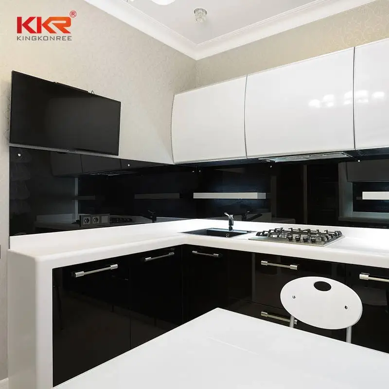 KKR الرخام الأبيض الاصطناعي الكوارتز طاولة الطعام أعلى المطبخ كونترتوب الغرور قمم 1
