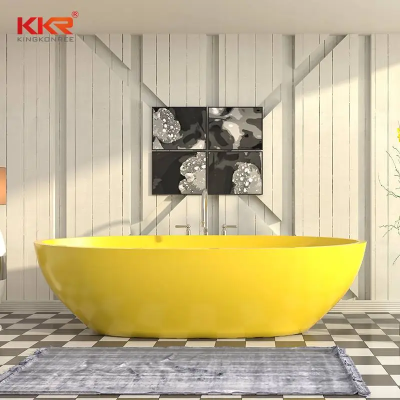 Jaune citron Personnalisez les baignoires colorées modernes à surface solide KKR-B003 1