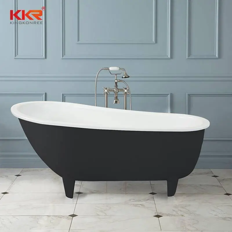 Venta caliente blanca & Bañera retro de superficie sólida negra con patas KKR-B095 1