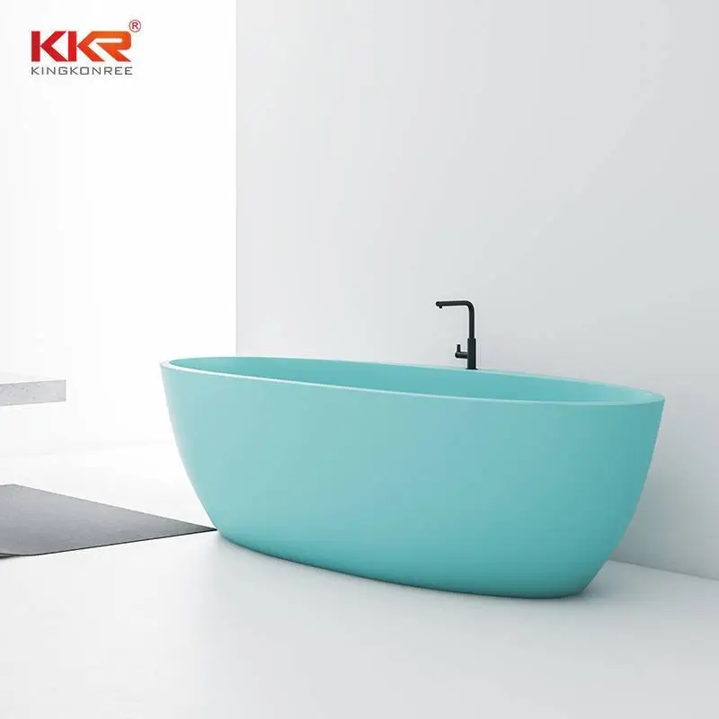 KKR Light Blue Bathroom Freestanding colorful solid surface bathtub 1