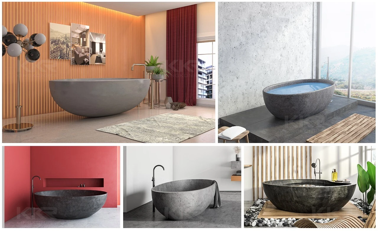 overflow solid surface freestanding tub ODM 8