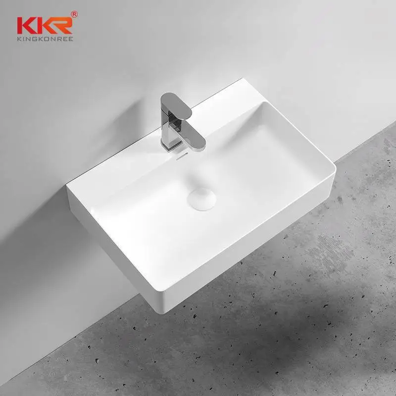 Thin Solid Surface Modern Stone Wash basin For Wall Hung 1