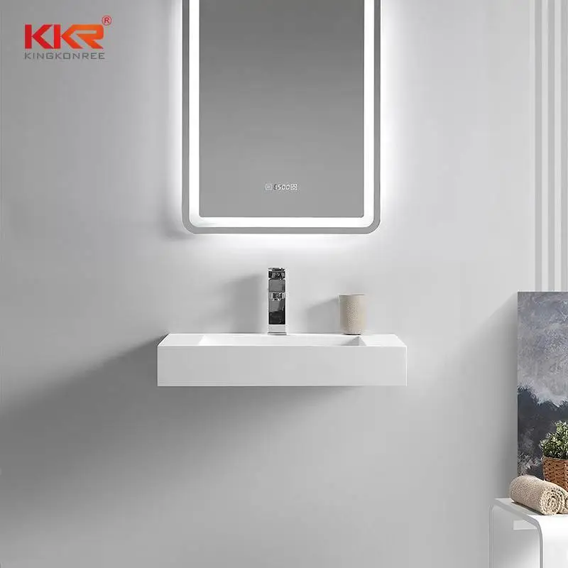Fashion Design Small Slope White Solid Surface Wall Hung Basin
